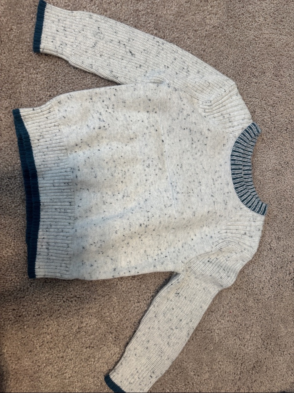 Cat & Jack Cream Speckled Sweater with Navy Trim